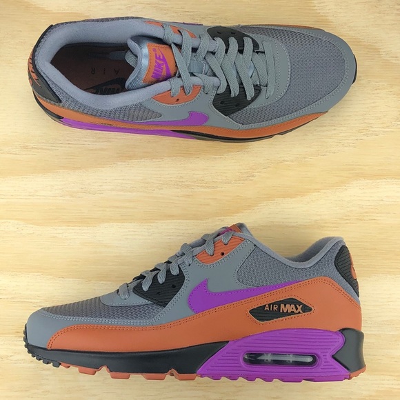 Nike Air Max 90 Essential Grey Purple Sneakers Sz - Picture 4 of 8